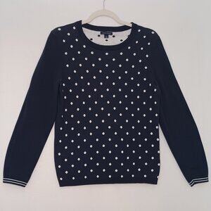 Women's Tommy Hilfiger Blue with White Poka Dots Sweater Size Large‎